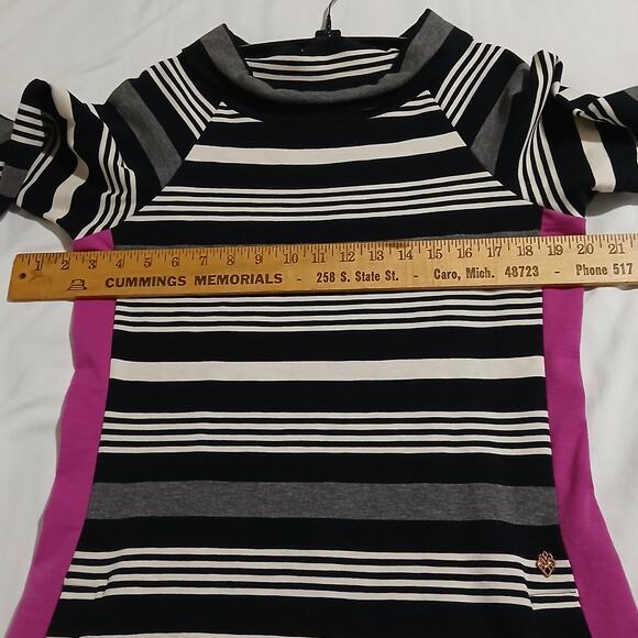 Hatley Medium Long-Sleeved Bodycon Cowl Neck Cotton Spandex Dress Striped - Picture 14 of 16
